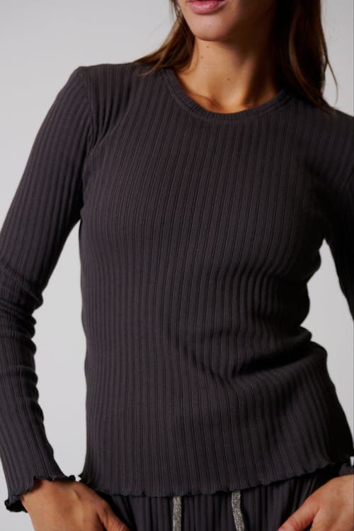 Leisure Lab Cotton Rib Long Sleeve In Charcoal