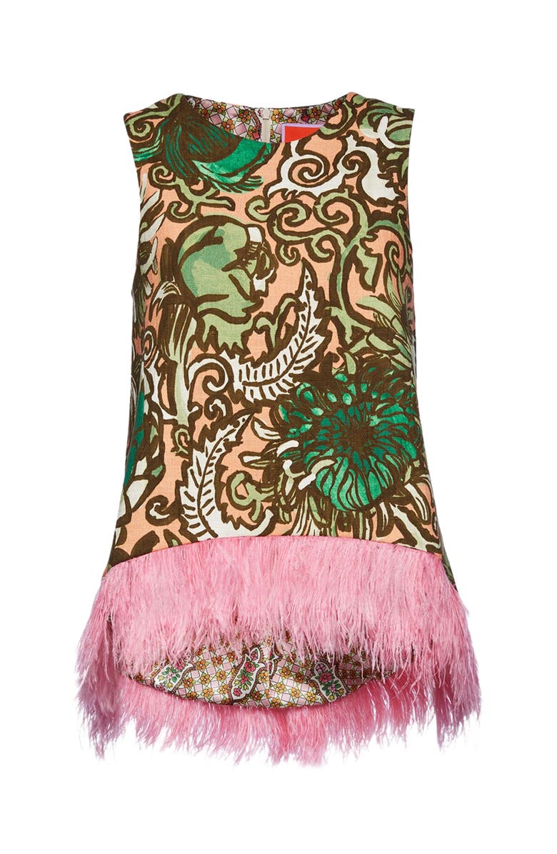 La DoubleJ La Scala Top With Feathers Anemone Pink Olive, Alternate, color, Anemone Pink Olive