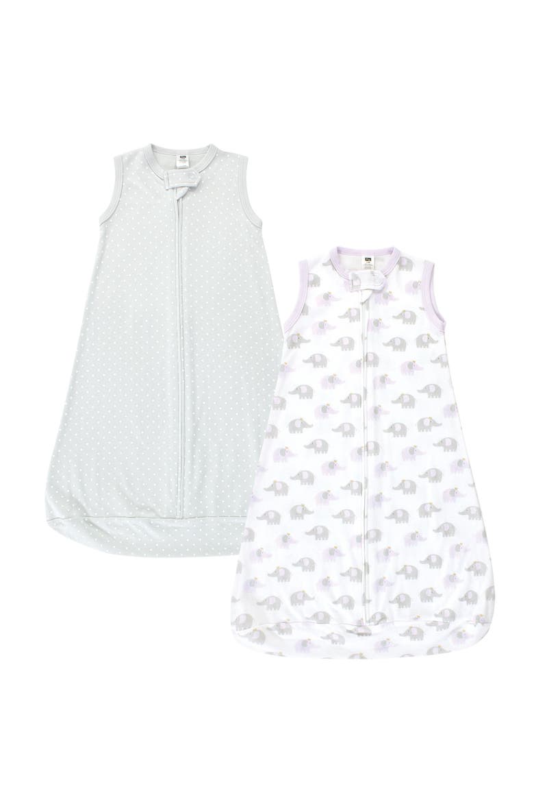 Long-Sleeve Cotton Wearable Sleep Solution, Main, color, Lilac Elephants Sleeveless