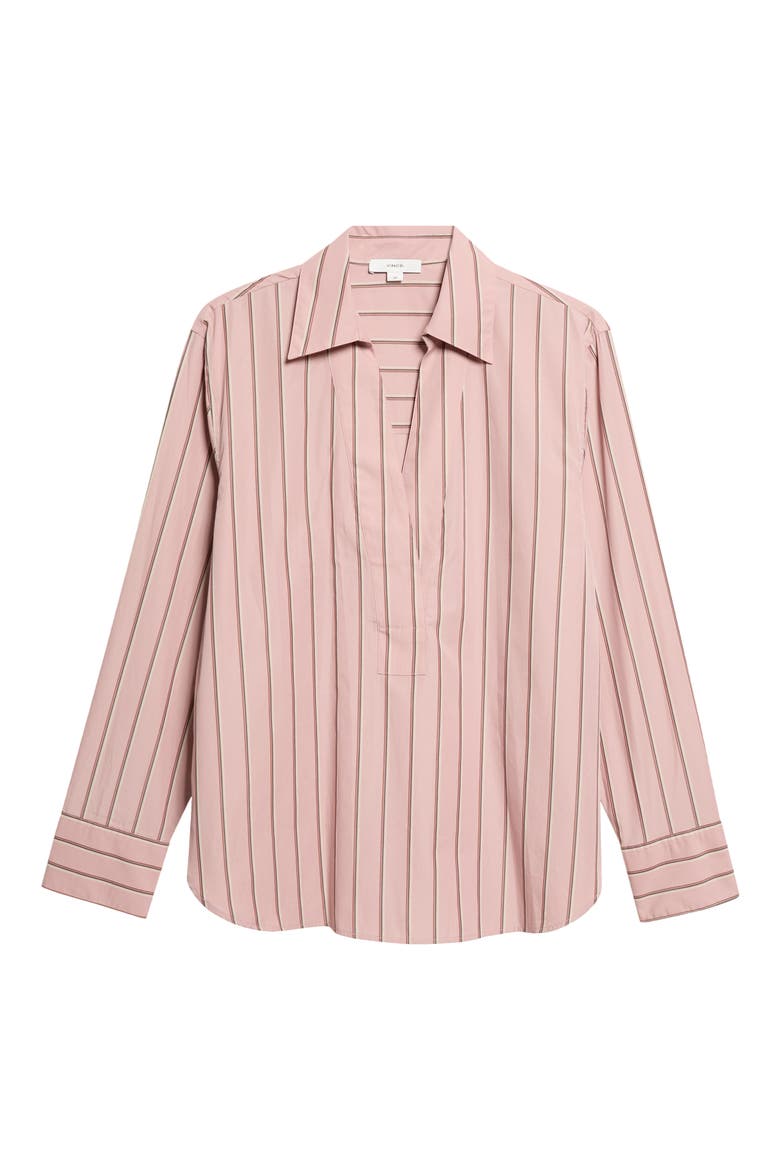 Stripe Relaxed Cotton Popover Shirt, Alternate, color, PALE PEONY
