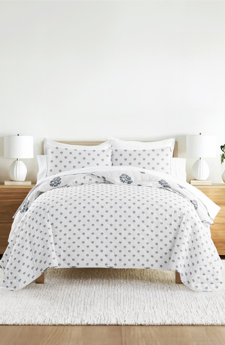 HOMESPUN Pattern Reversible Quilt & Sham Set, Alternate, color, Dusk Blue