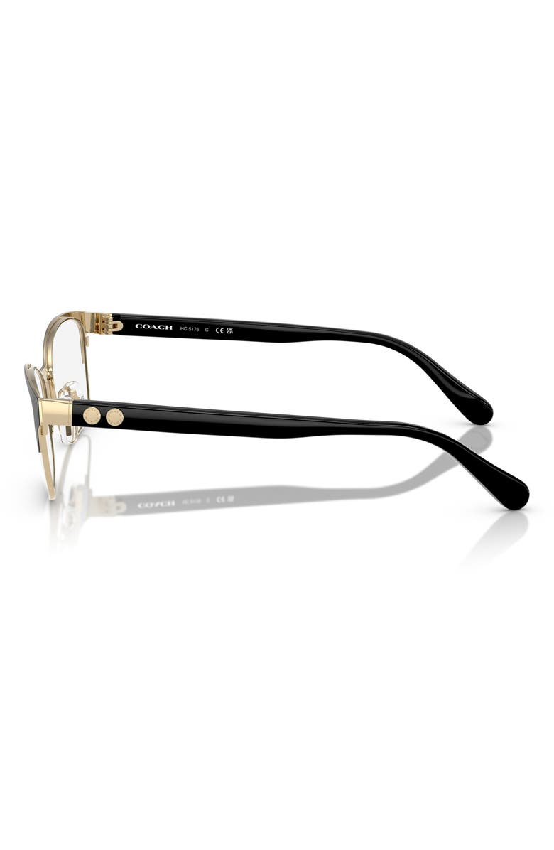 COACH 53mm Rectangular Optical Glasses, Alternate, color, Light Gold / Black / Demo Lens