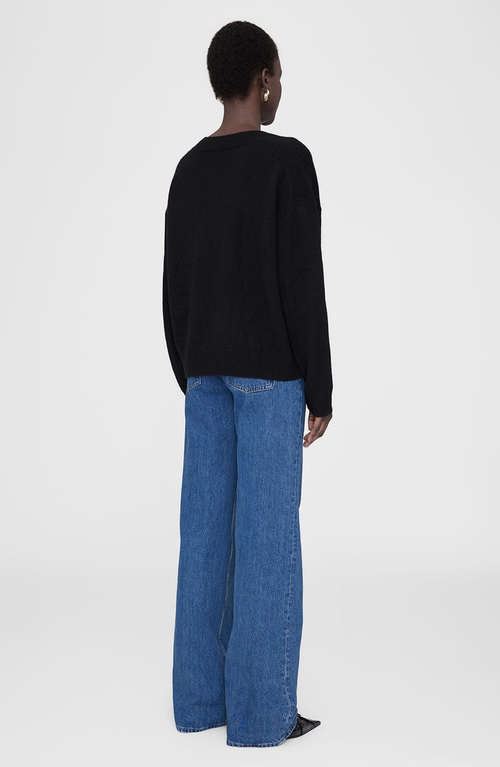Anine Bing Lee Crew V-neck Sweater In Black