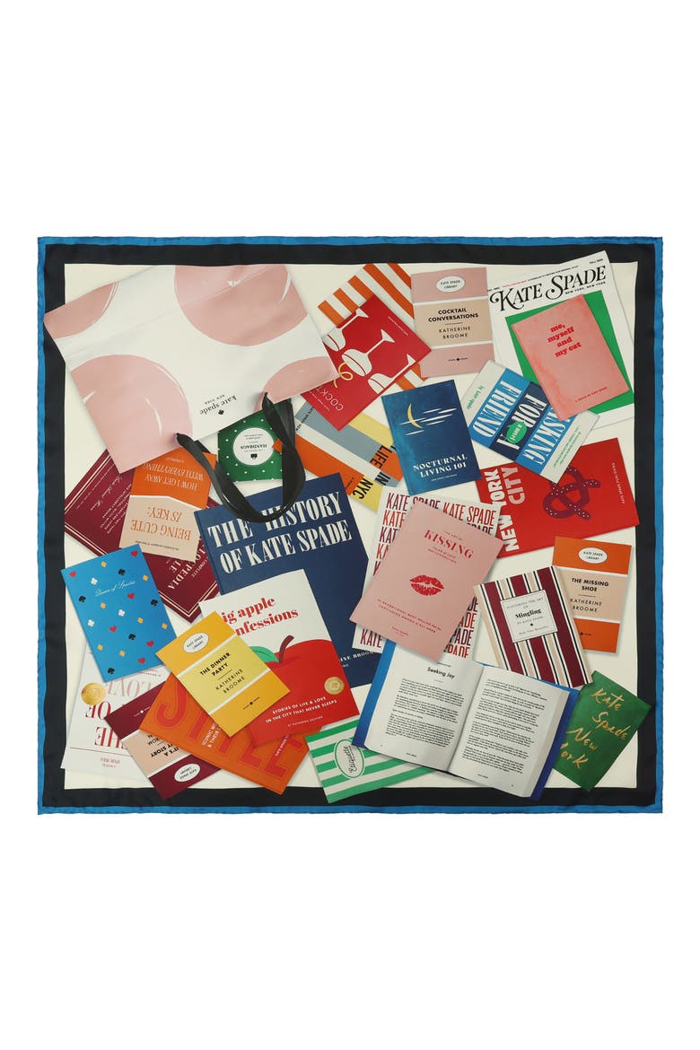 Book Haul Silk Square Scarf, Alternate, color, MULTI