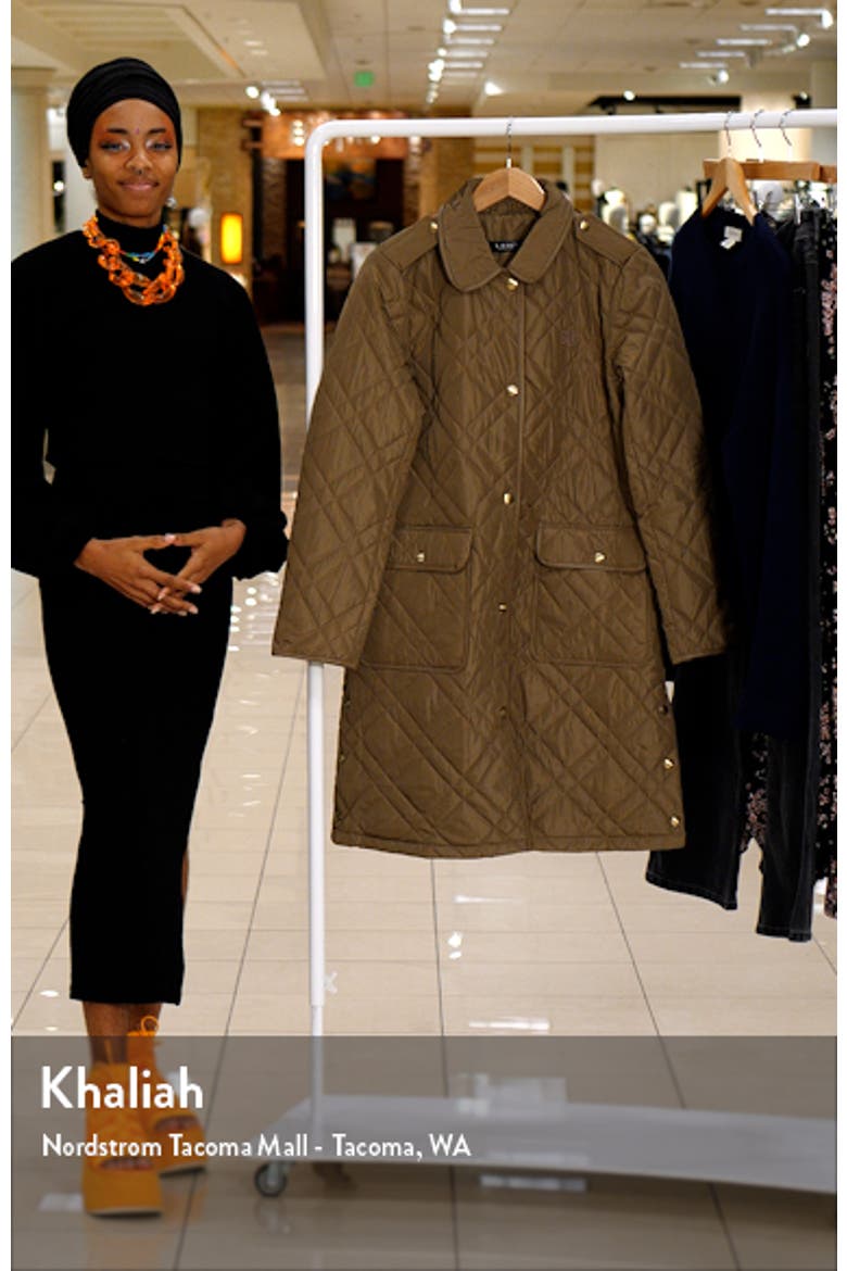 Faux Leather Trim Quilted Coat video