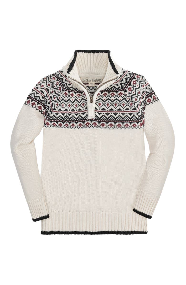 Hope & Henry Baby Boys' Organic Half Zip Ski Sweater, Infant, Main, color, Ivory City Fair Isle