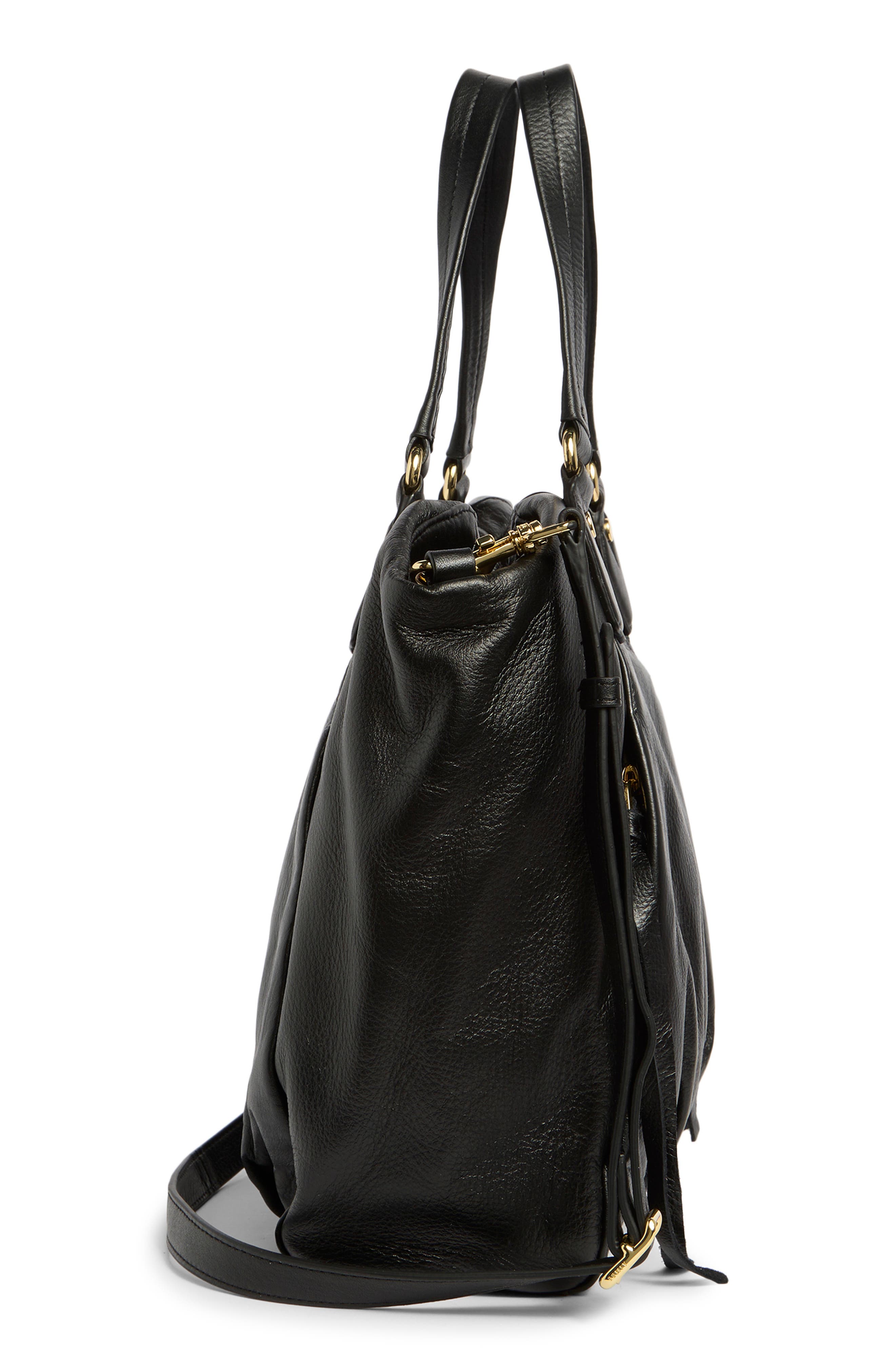 AIMEE Unsubscribed Convertible Leather Shopper, Alternate, color, Black