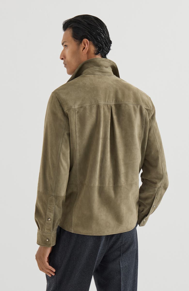 Brunello Cucinelli Suede overshirt, Alternate, color, Military