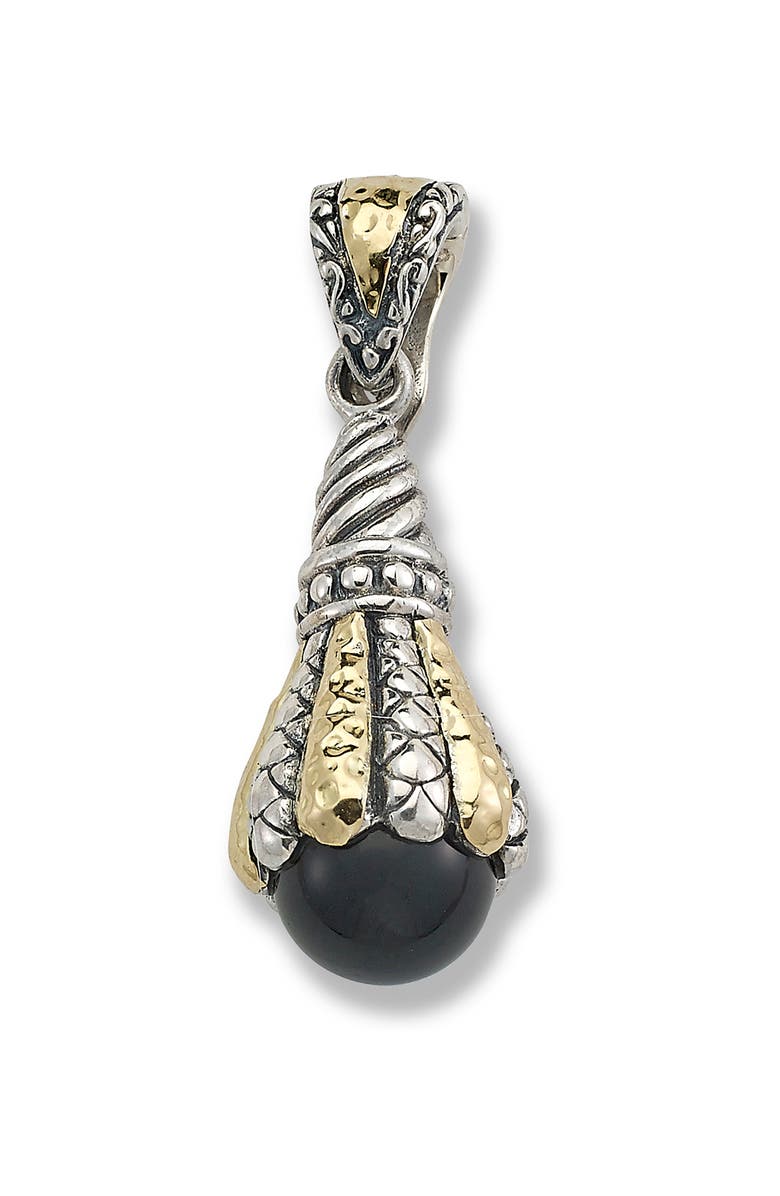 SAMUEL B. Sterling Silver & 18K Gold Semiprecious Stone Teardrop Pendant, Main, color, Black