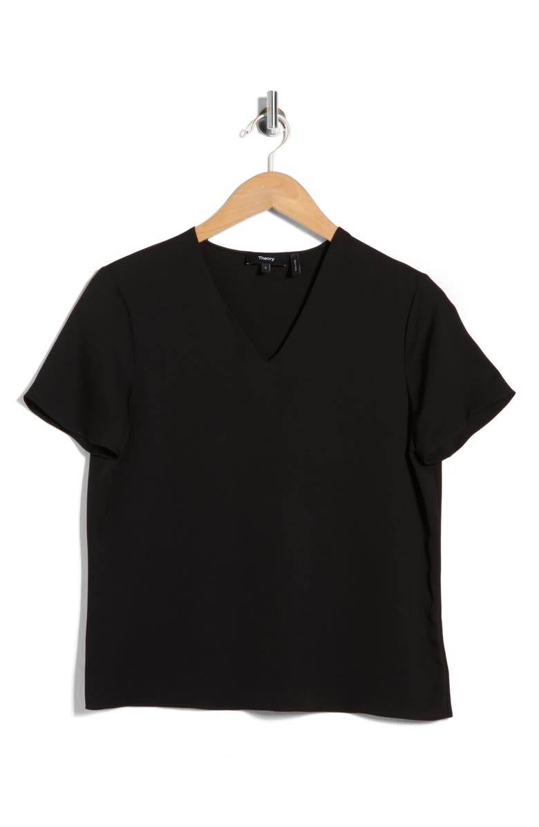 Theory Minimal V-Neck Silk T-Shirt, Main, color, Black