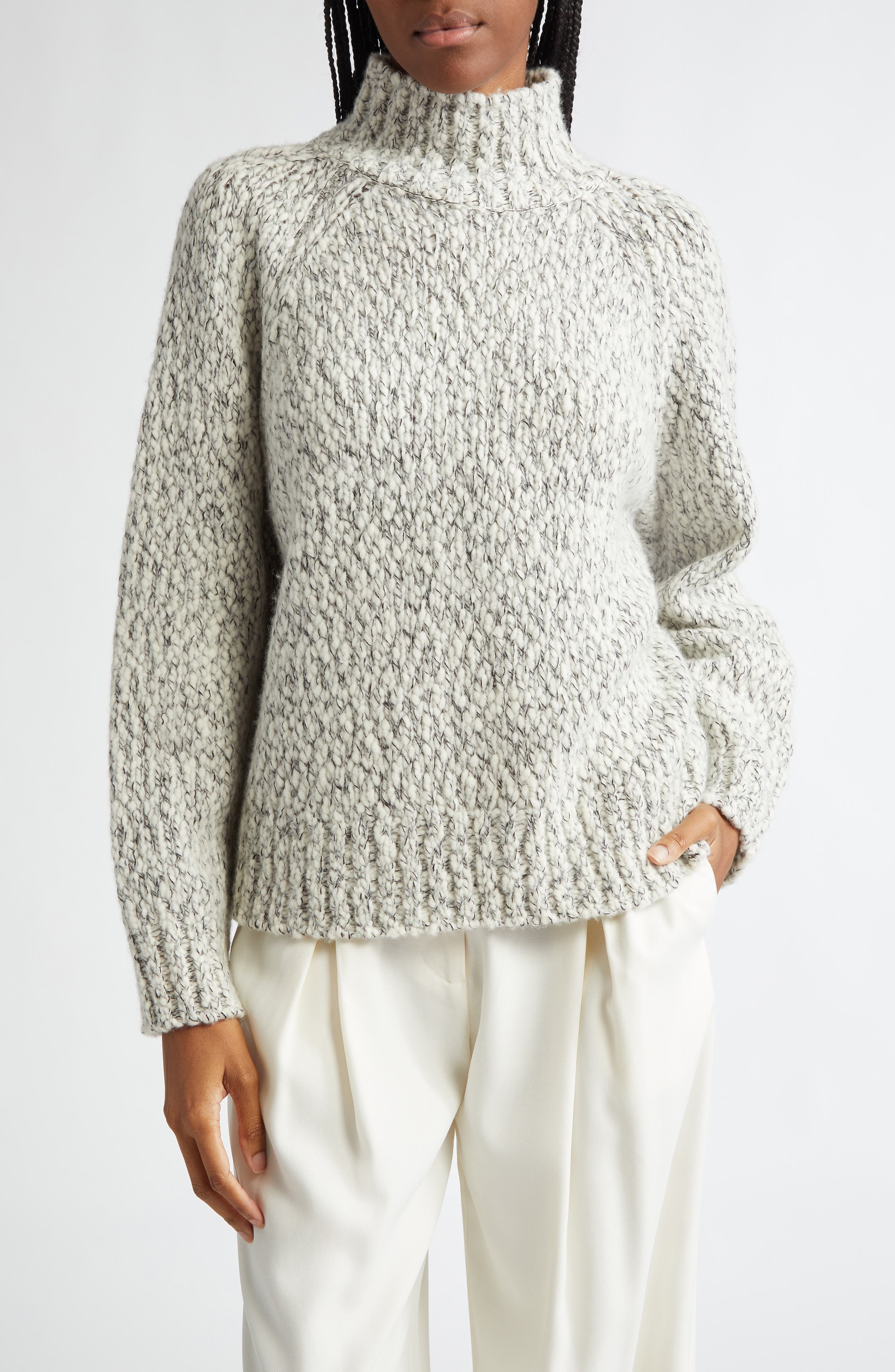 Vince Tonal Marl Wool Blend Mock Neck Sweater