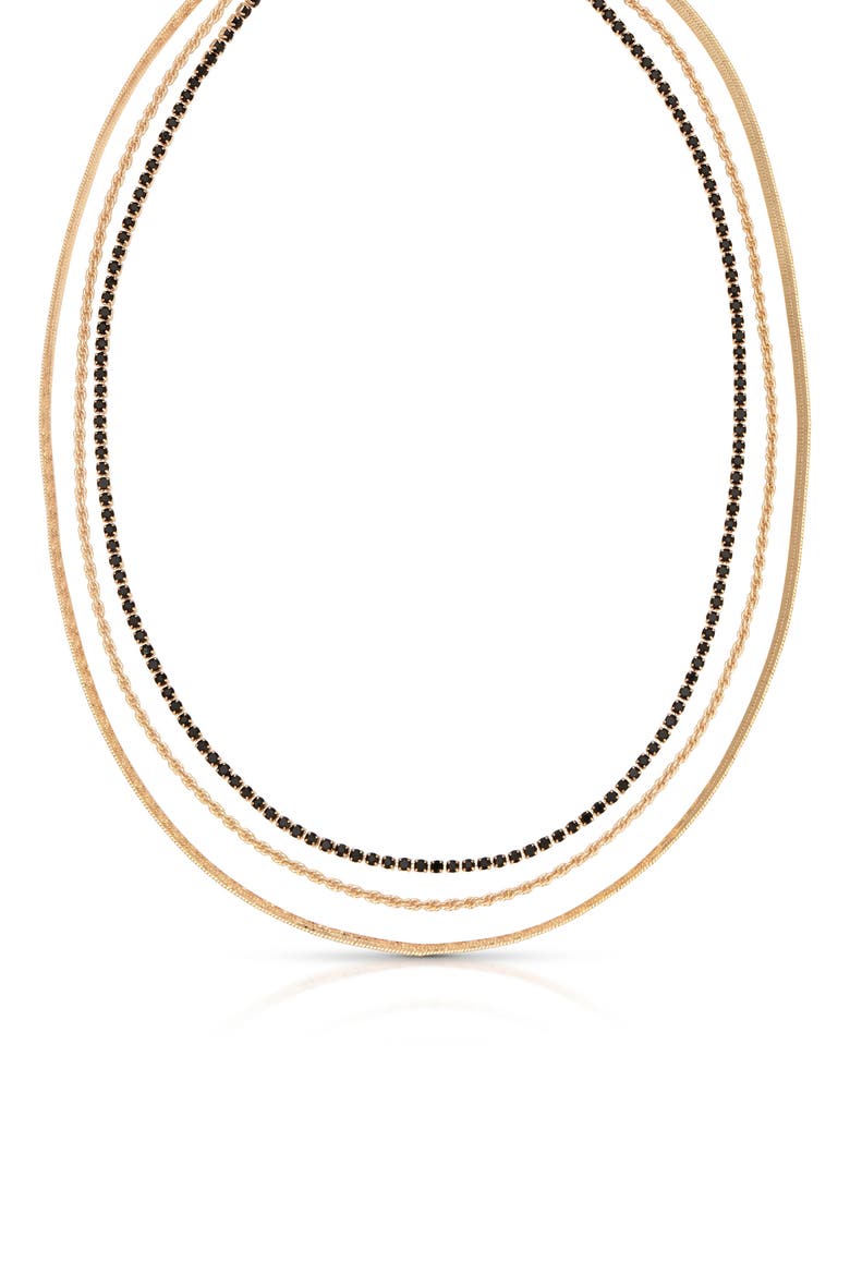 Delicate Sparkle Layered Chain Necklace, Alternate, color, BLACK