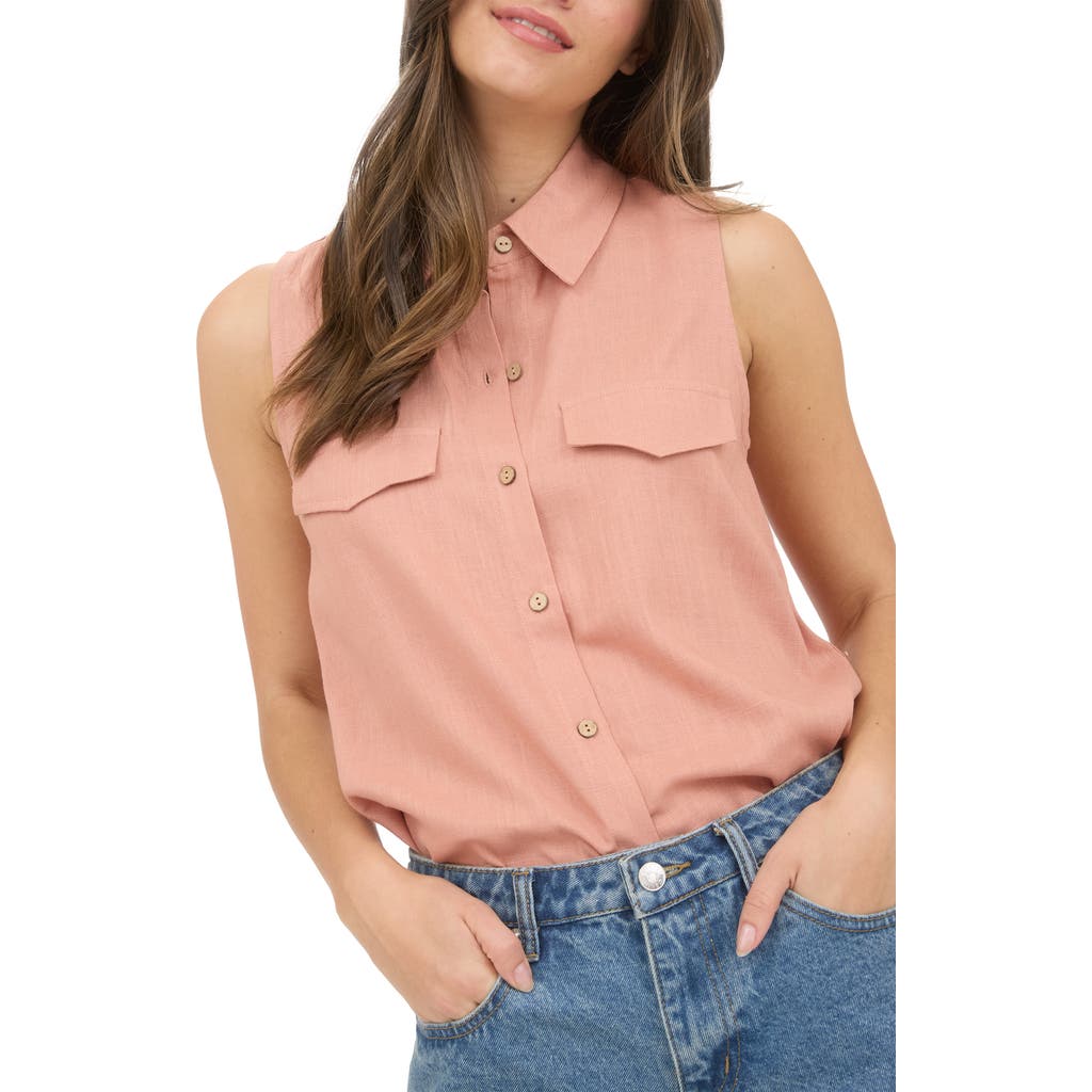 BLU PEPPER BLU PEPPER SLEEVELESS BUTTON-UP SHIRT
