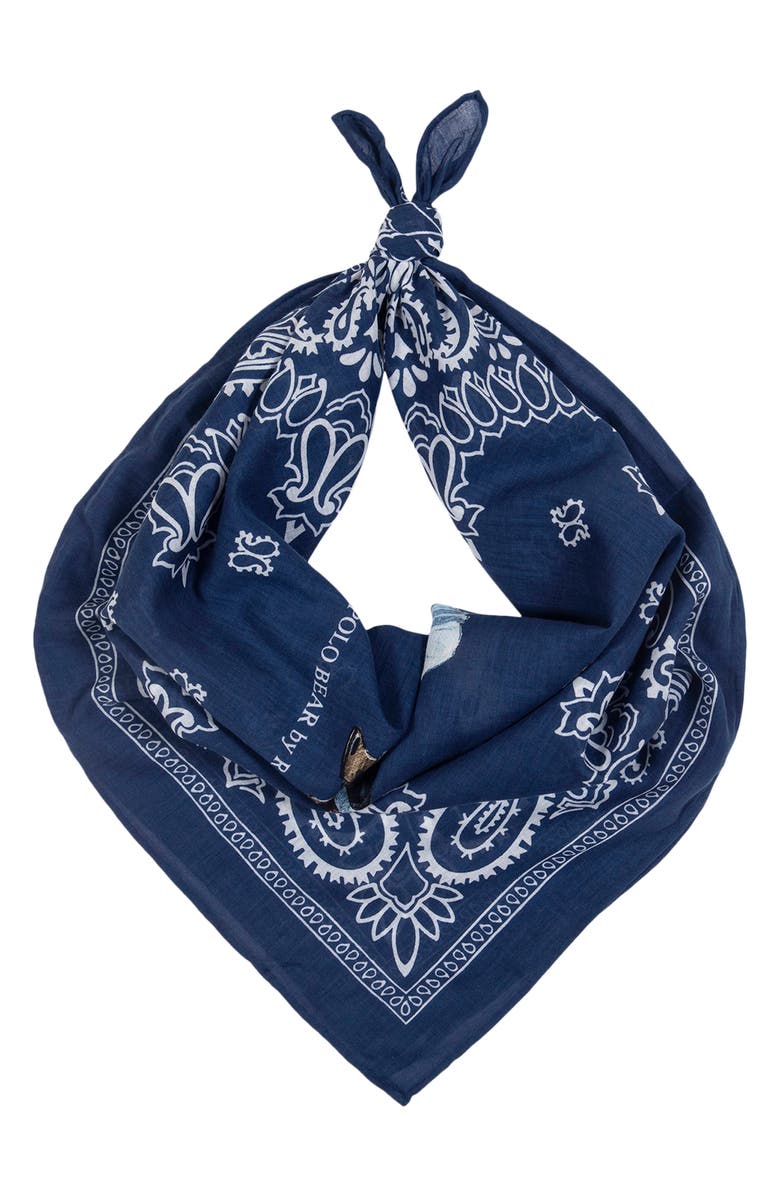 Polo Ralph Lauren Polo Bear Country Store Cotton Bandana Scarf, Main, color, Navy Multi