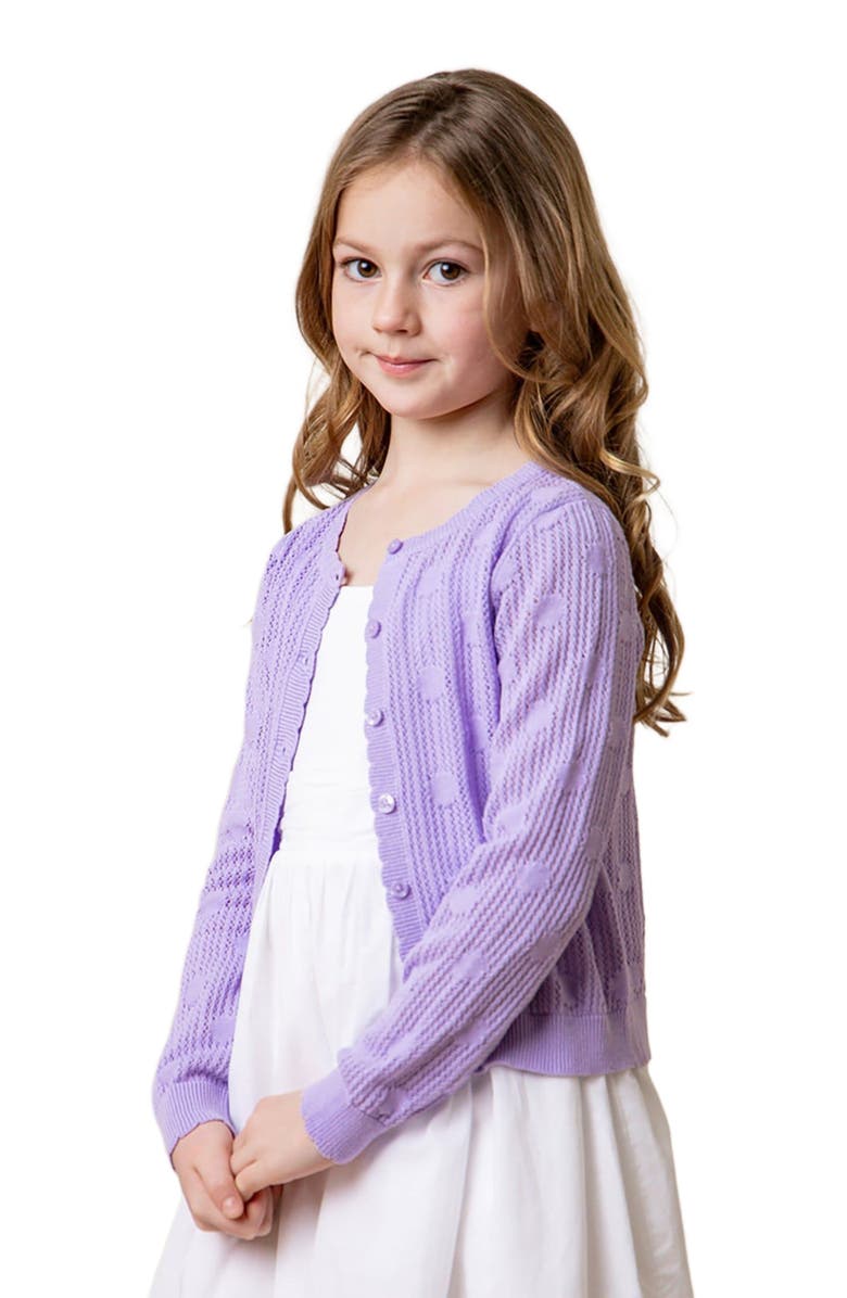 Hope & Henry Girls' Organic Scallop Edge Cardigan, Kids, Main, color,