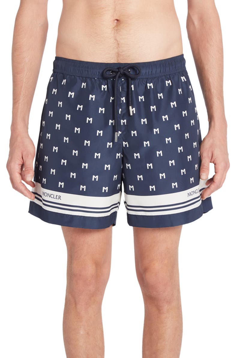 Moncler Mare Monogram Swim Trunks, Main, color, 