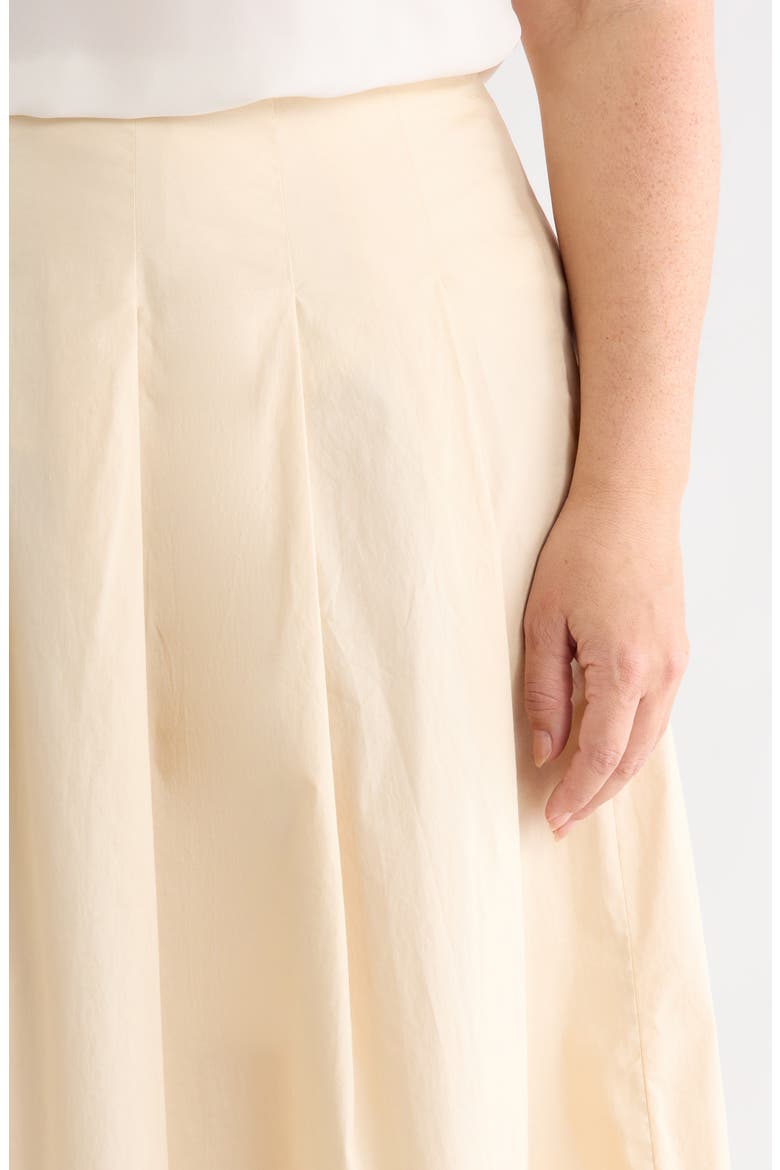 Stretch Cotton Poplin Midi Skirt, Alternate, color, BEIGE BURNT