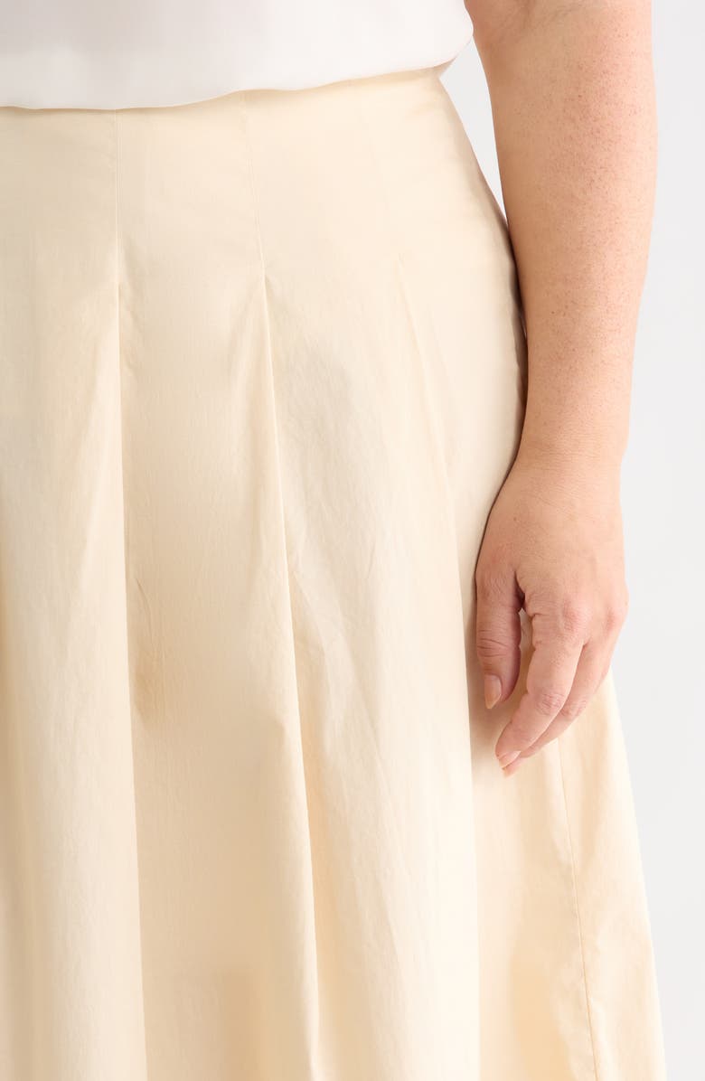 Caslon<sup>®</sup> Stretch Cotton Poplin Midi Skirt, Alternate, color, Beige Burnt