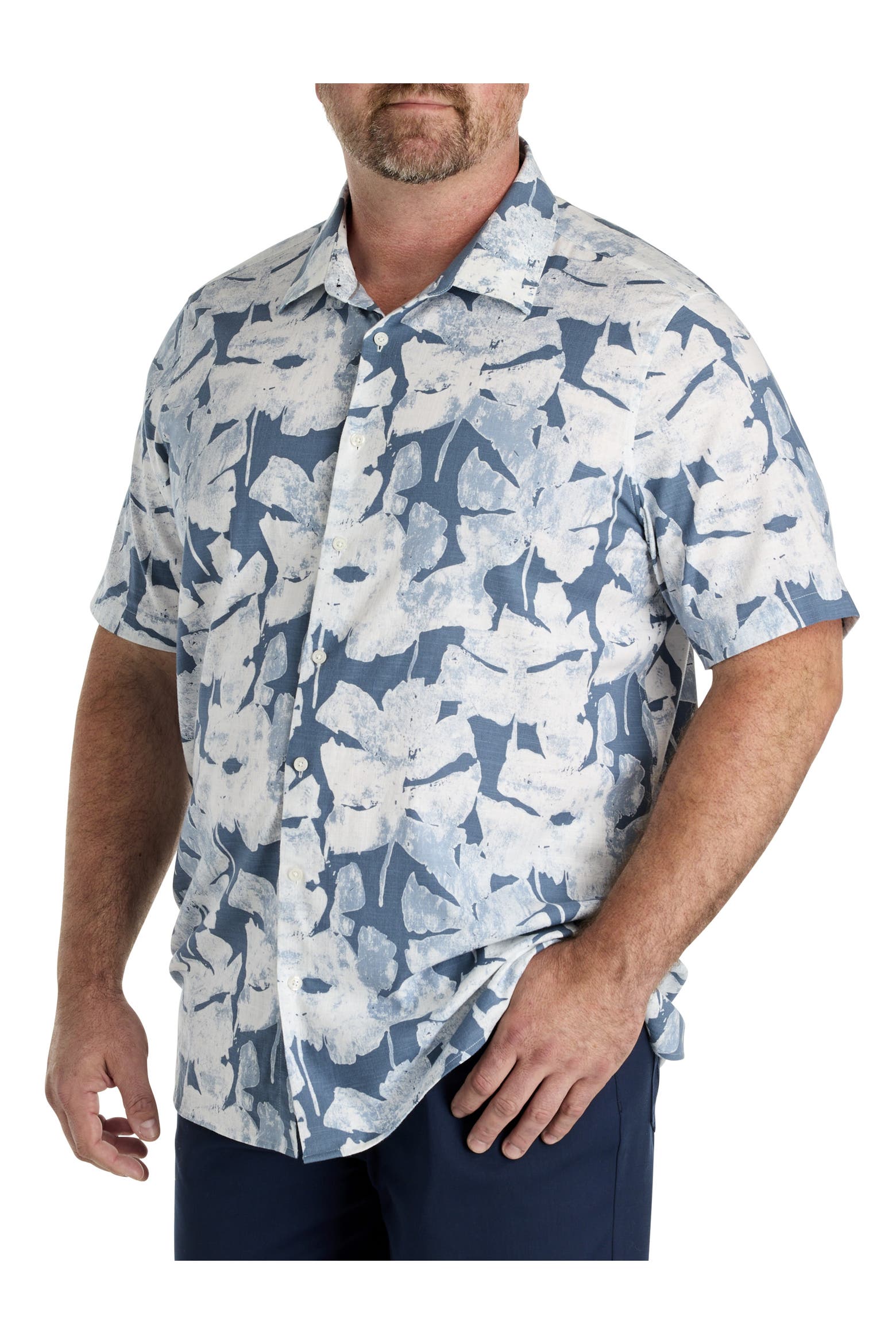 Abstract Calculation Perry Ellis Big & Tall Abstract Leaf Patterned Sport Shirt (Men ...