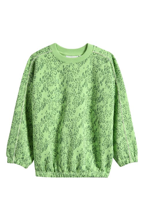 Mini Rodini Kids' Mini Leopard Print Organic Cotton Sweatshirt In Green