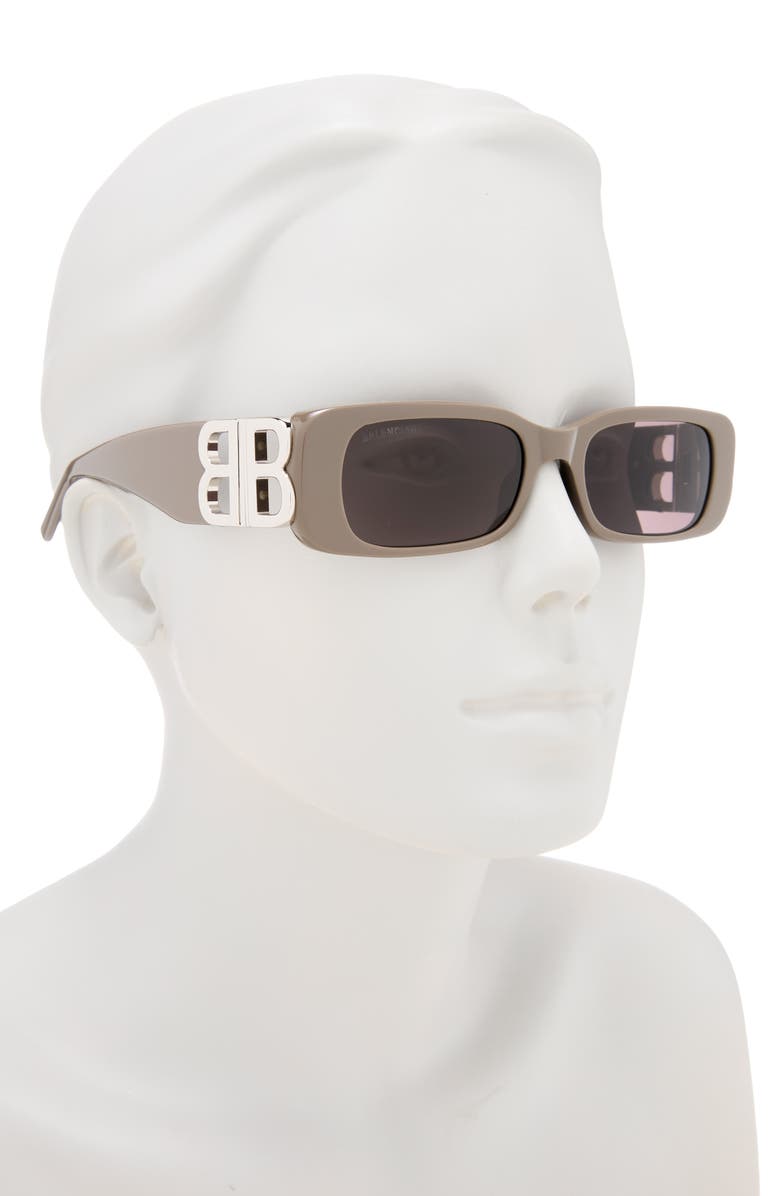 Balenciaga 51mm Square Sunglasses, Alternate, color, Brown Silver Grey