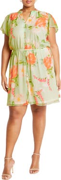 City Chic Margo Print Tie Waist Dress