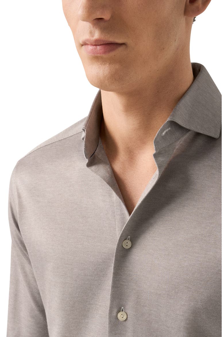 Contemporary Fit Filo di Scozia Jersey Dress Shirt, Alternate, color, MEDIUM BROWN