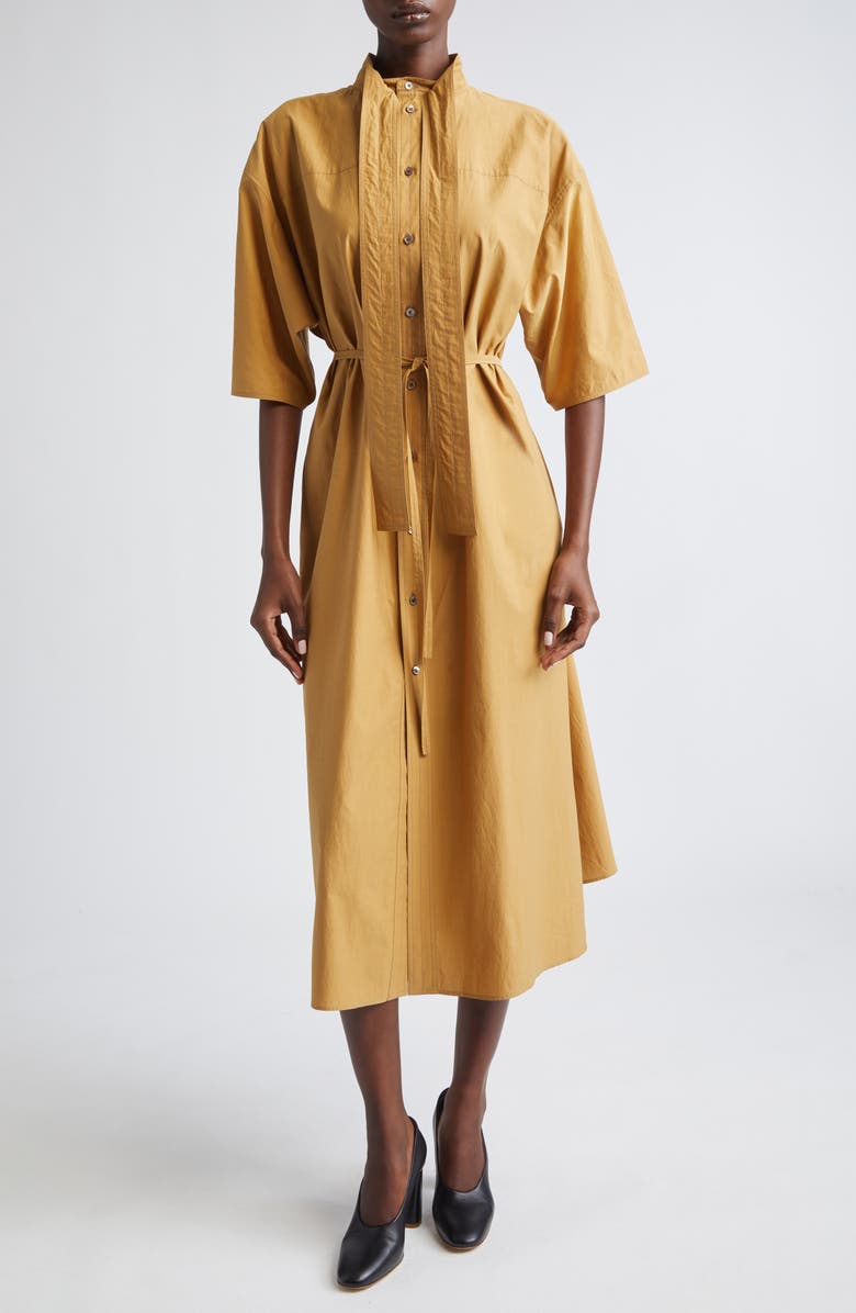 Lemaire Reversible Washed Cotton & Silk Tube Dress, Alternate, color, Cumin