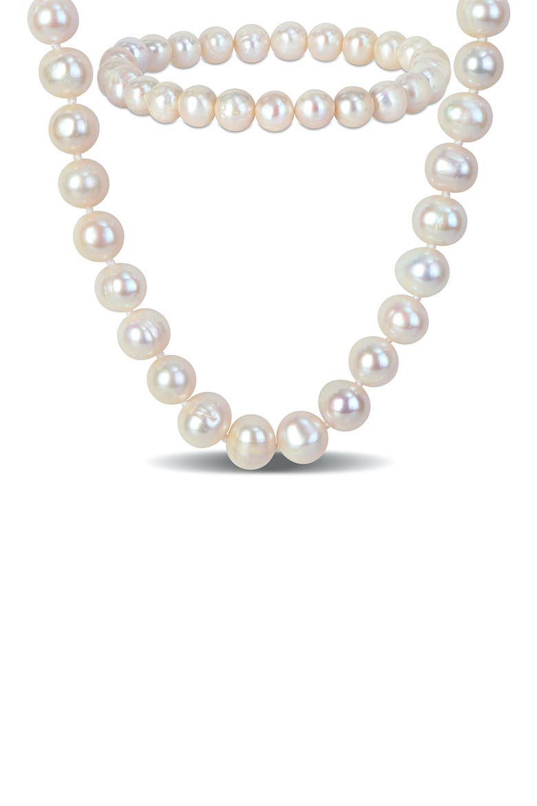Cultured Freshwater Pearl Necklace & Bracelet Set, Main, color, PEARL