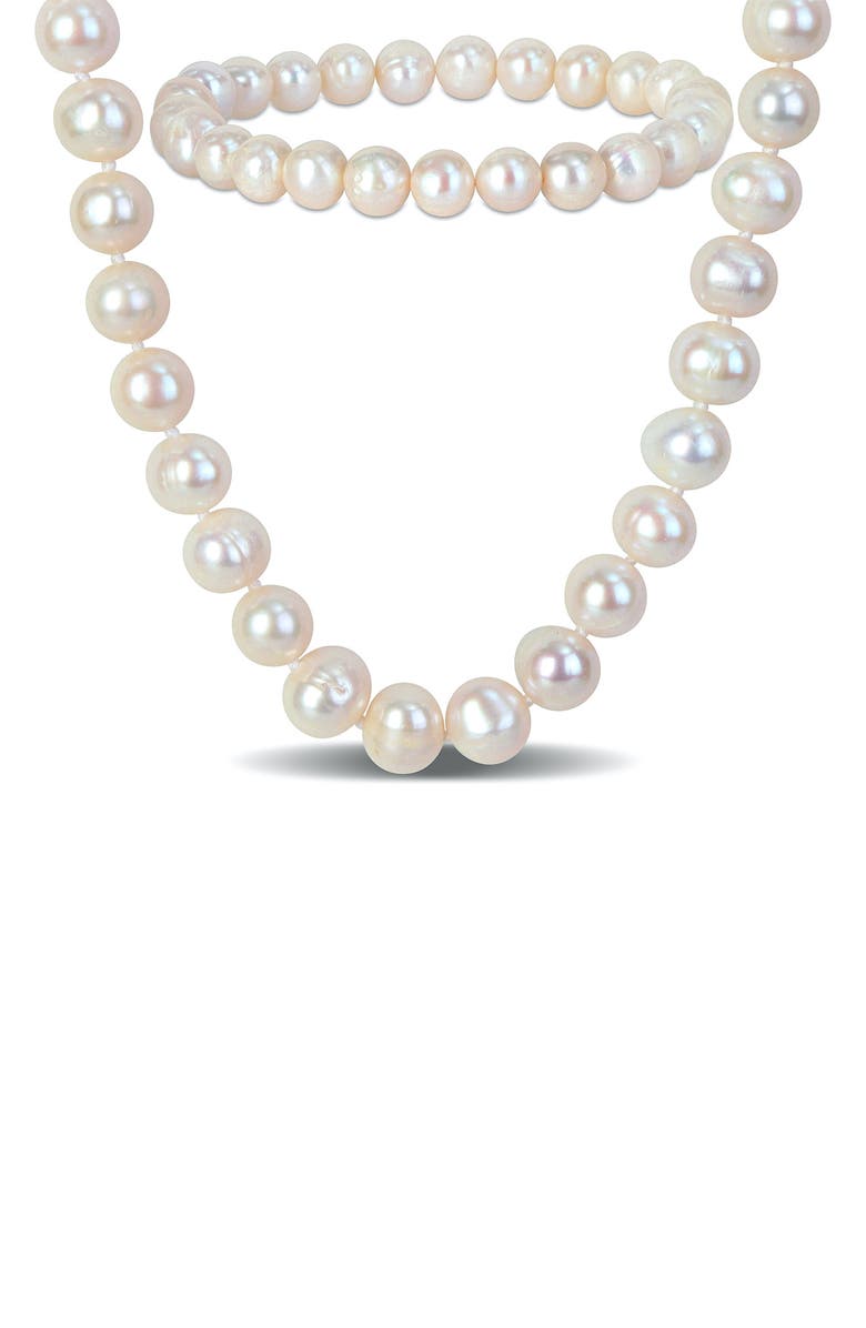 DELMAR Cultured Freshwater Pearl Necklace & Bracelet Set, Main, color, Pearl