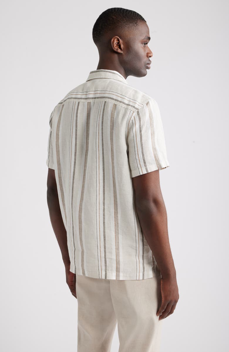Nordstrom Stripe Linen Camp Shirt, Alternate, color, Beige Bruce Stripe