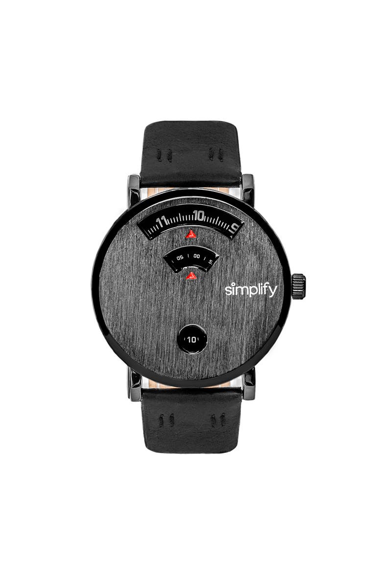 The 7000 Leather-Band Watch, Main, color, Black