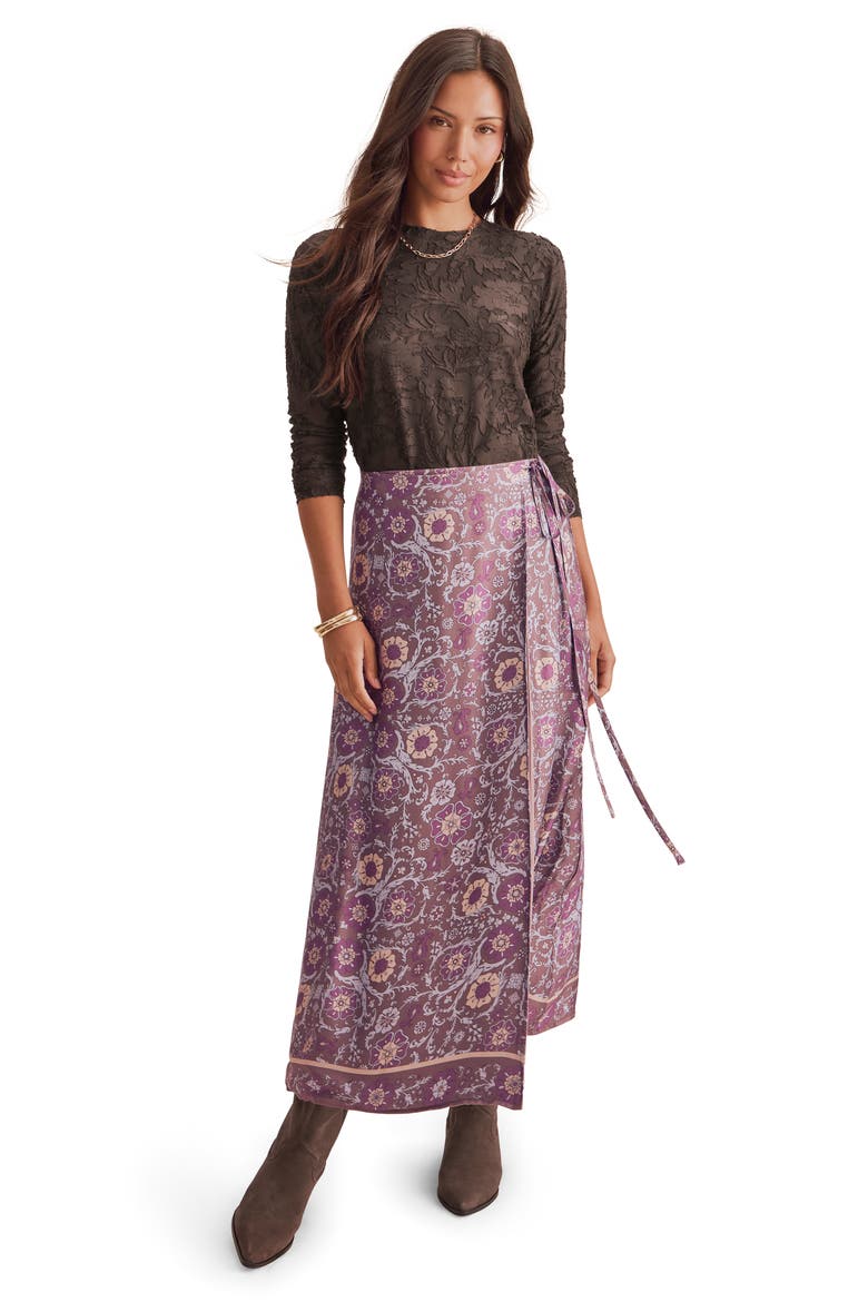 Cecelia Floral Long Sleeve Top, Alternate, color, JAVA BROWN