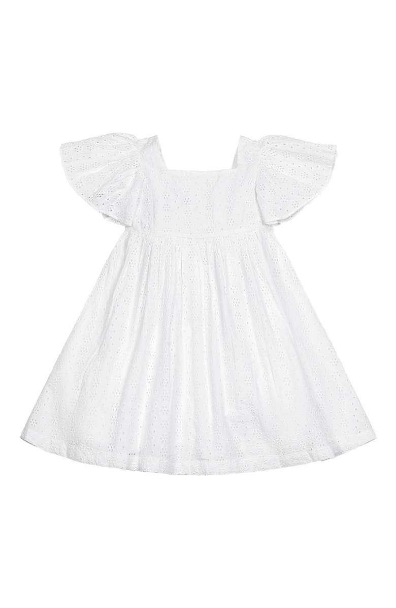 Hope & Henry Girls' Organic Flutter Sleeve Eyelet Dress, Kids, Alternate, color, 