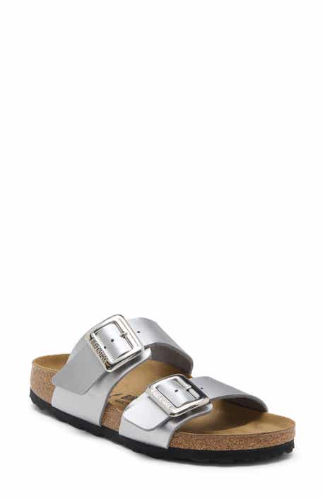 Sydney Luxe Buckle Faux Leather Slide Sandal