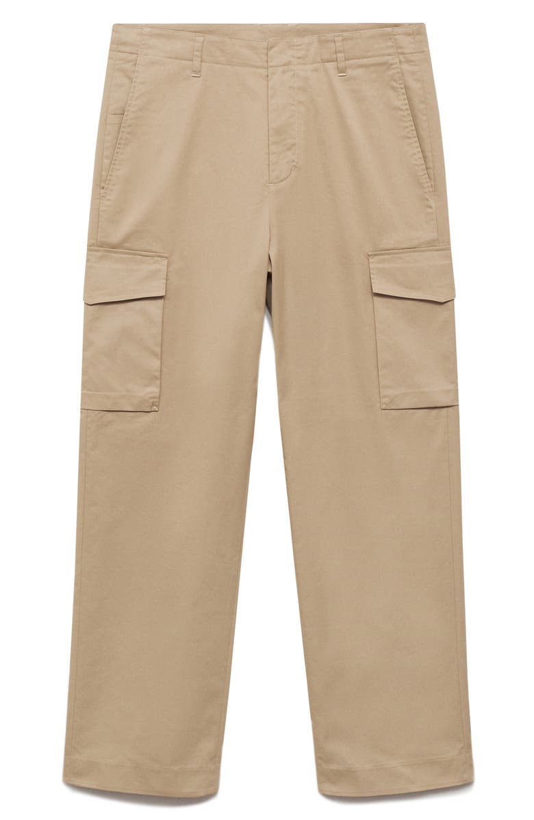 MANGO Relaxed Fit Flat Front Cargo Pants, Alternate, color, Medium Brown