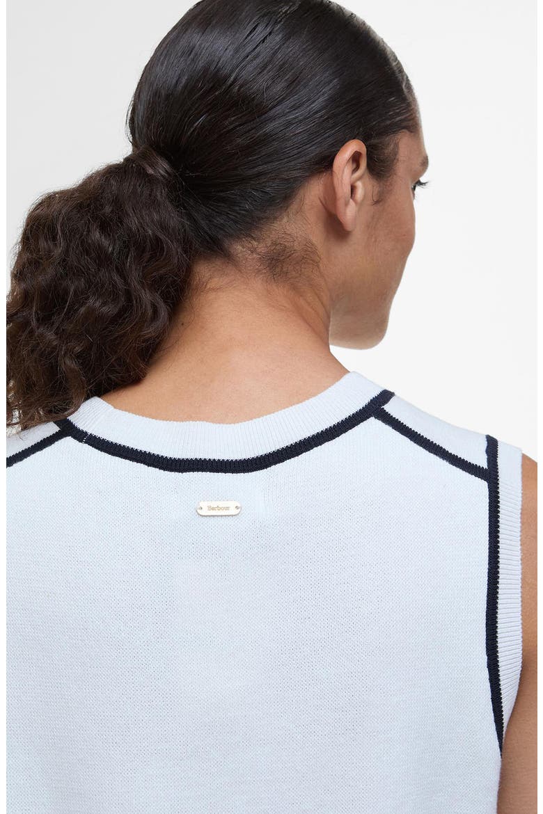Amy Contrast Detail Sleeveless Cotton Sweater, Alternate, color, CLOUD