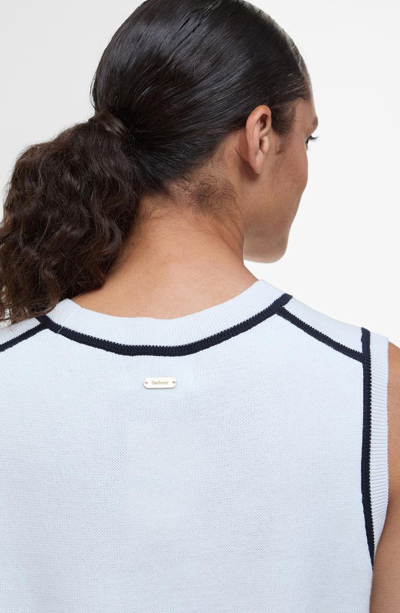 Barbour Amy Contrast Detail Sleeveless Cotton Sweater, Alternate, color, Cloud