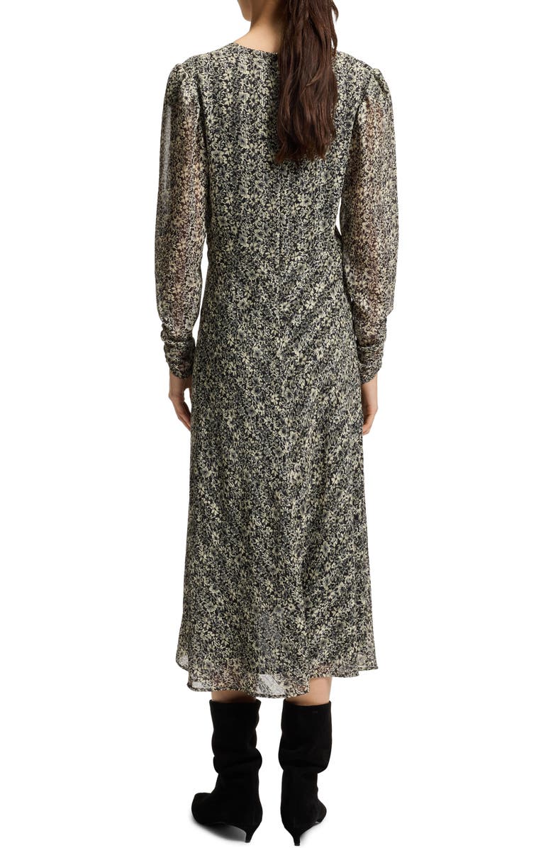 BOSS Orange Derodeo Ruched Midi Dress, Alternate, color, Black Multi