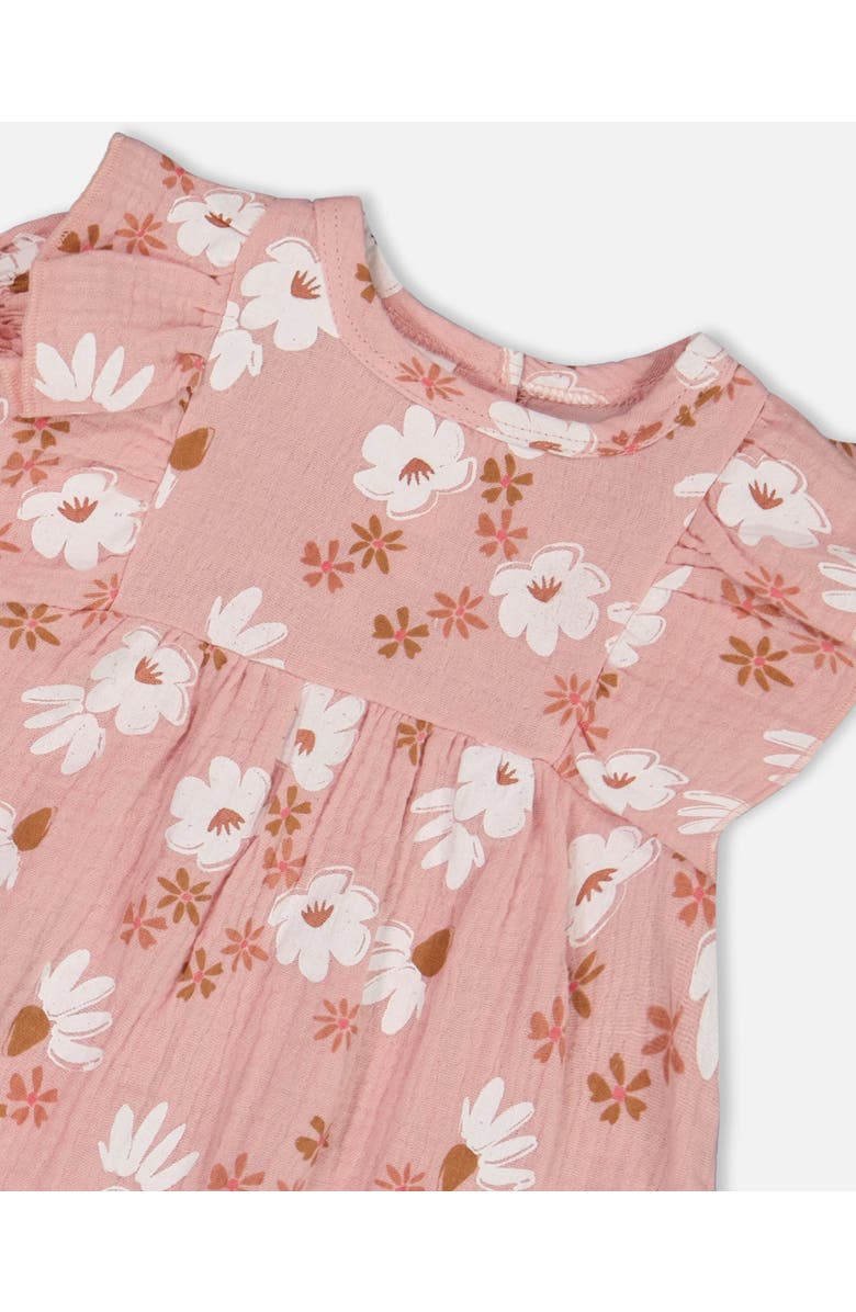 Deux par Deux Baby Girl's Printed Muslin Dress And Bloomer Set Pink And White Flowers, Alternate, color, Pink And White Flowers