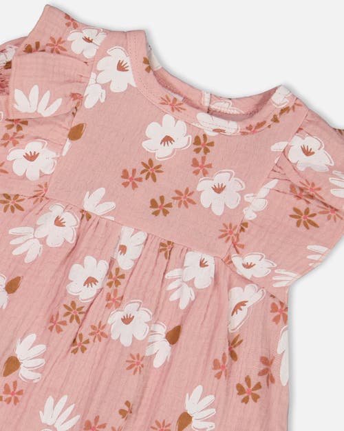 Deux Par Deux Baby Girl's Printed Muslin Dress And Bloomer Set Pink And White Flowers In Pink And White Flowers