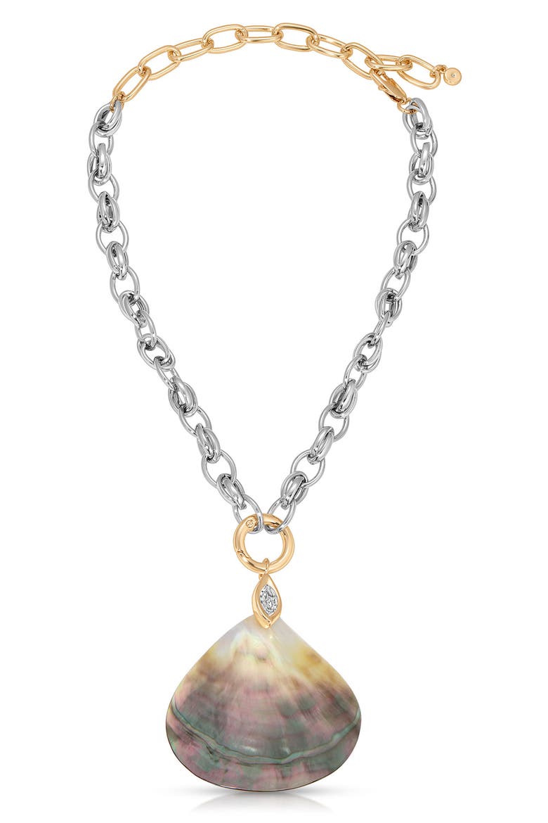 Mixed Metal Shell Statement Necklace, Main, color, MIXED METAL