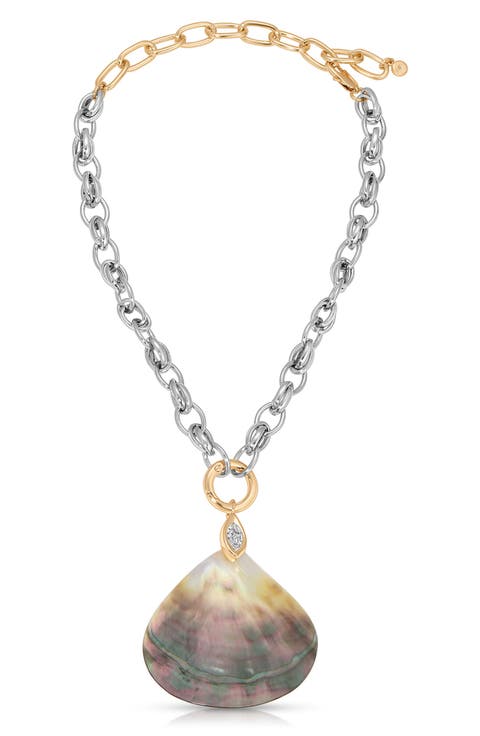 Mixed Metal Shell Statement Necklace