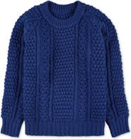Fortela Aston Cable Knit Wool Crewneck Sweater