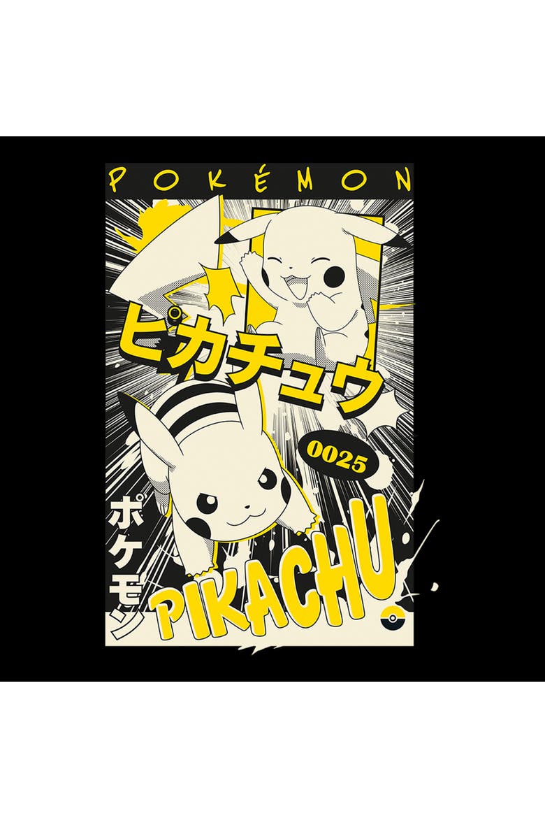 Boy's Pokemon Pikachu 0025 Retro Manga  Graphic T-Shirt, Alternate, color, Black
