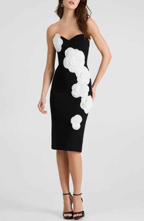Kaia Floral Appliqué Strapless Dress