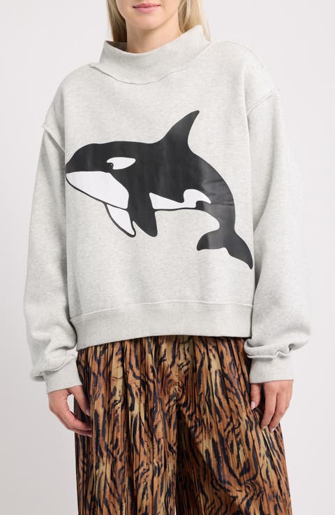 Whale Yeah Reversible Graphic Boxy Sweatshirt