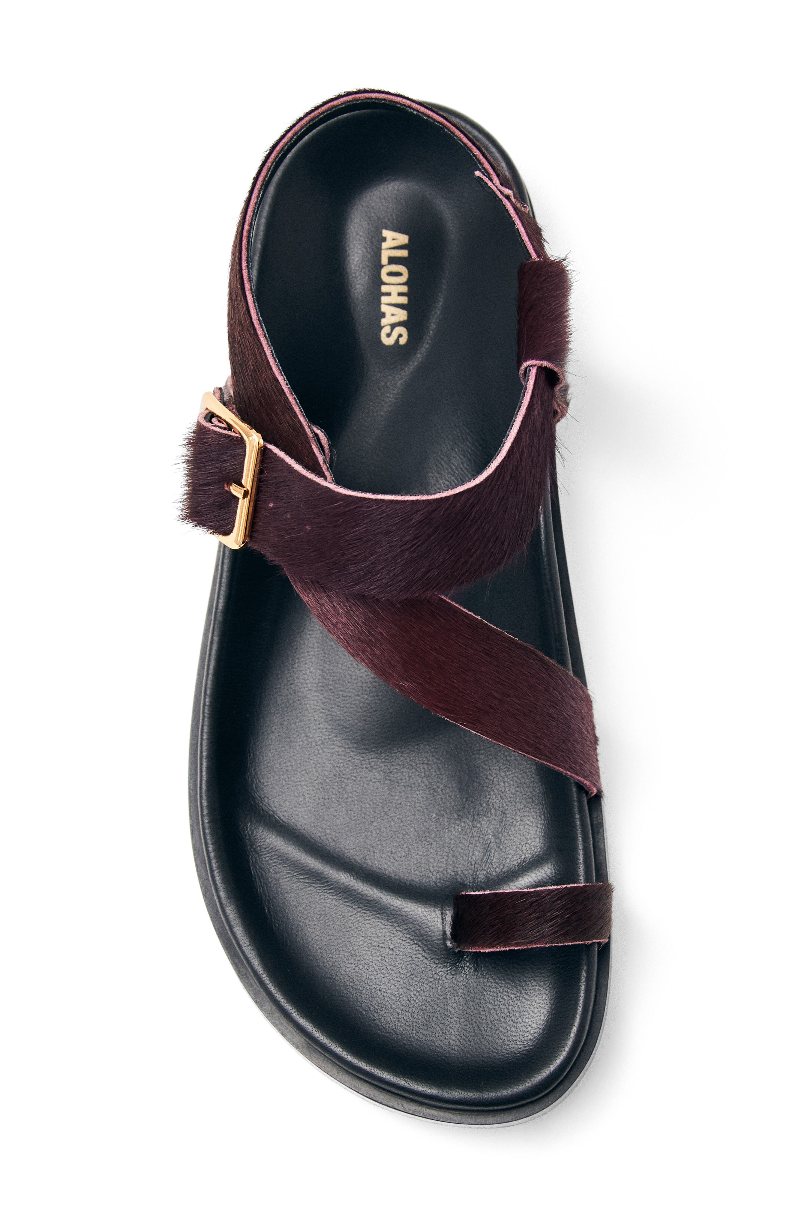 ALOHAS Siren Genuine Calf Hair Sandal, Alternate, color, Burgundy