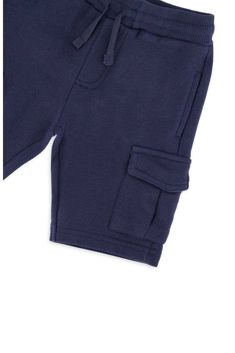 Elastic Waistband Slit and Cargo Pockets French Terry Shorts, Alternate, color, Blue