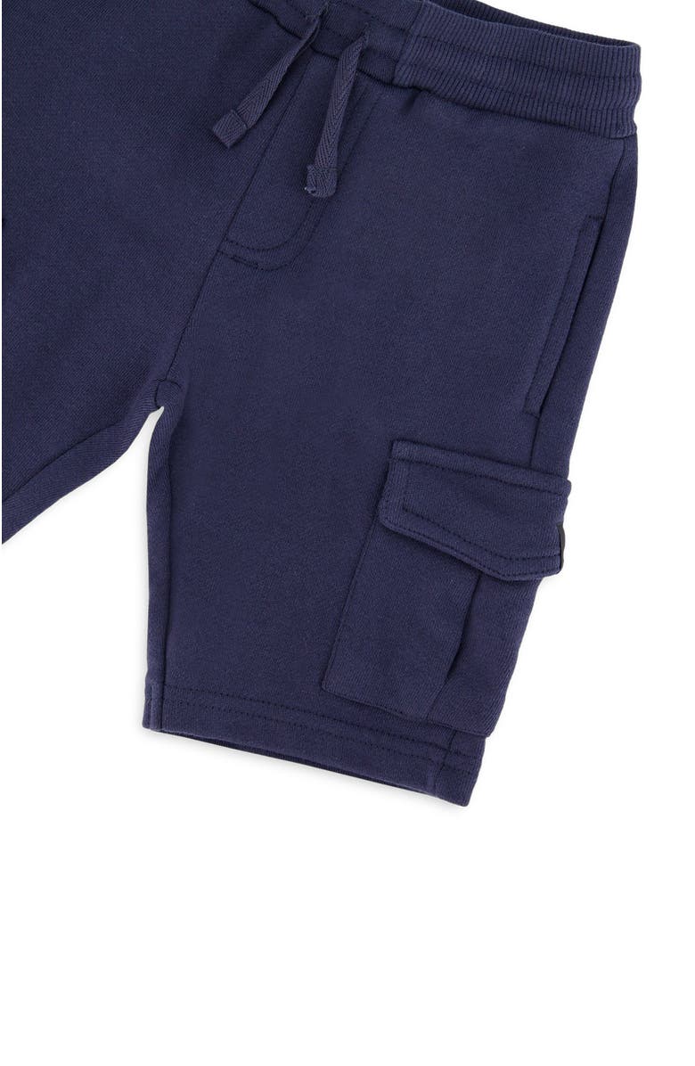 Deux par Deux Elastic Waistband Slit and Cargo Pockets French Terry Shorts, Alternate, color, Blue